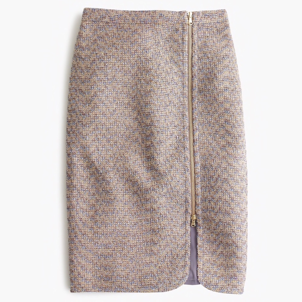 J. Crew zip-front pencil skirt in sparkle tweed